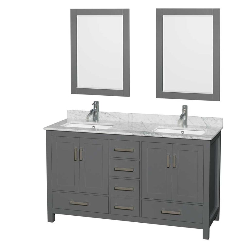 Sheffield 60 Inch Double Bathroom Vanity in Dark Gray - 76