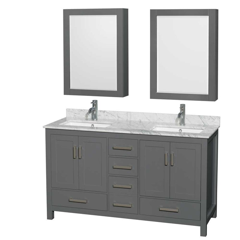 Sheffield 60 Inch Double Bathroom Vanity in Dark Gray - 84