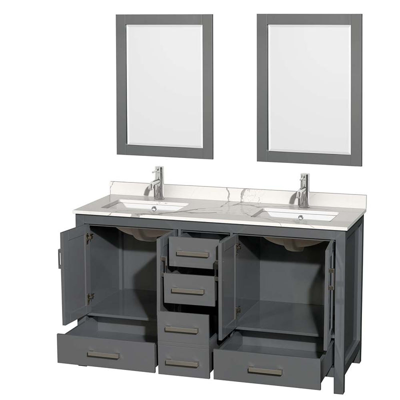 Sheffield 60 Inch Double Bathroom Vanity in Dark Gray - 13