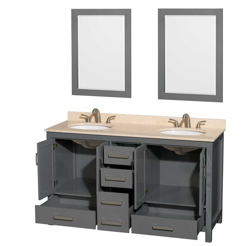 Sheffield 60 Inch Double Bathroom Vanity in Dark Gray - 26