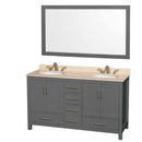 Sheffield 60 Inch Double Bathroom Vanity in Dark Gray - 29