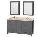 Sheffield 60 Inch Double Bathroom Vanity in Dark Gray - 33