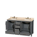 Sheffield 60 Inch Double Bathroom Vanity in Dark Gray - 23