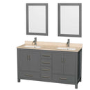 Sheffield 60 Inch Double Bathroom Vanity in Dark Gray - 42