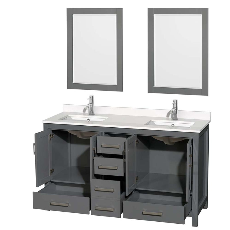 Sheffield 60 Inch Double Bathroom Vanity in Dark Gray - 93