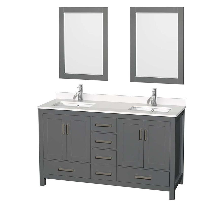 Sheffield 60 Inch Double Bathroom Vanity in Dark Gray - 92
