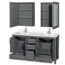 Sheffield 60 Inch Double Bathroom Vanity in Dark Gray - 99