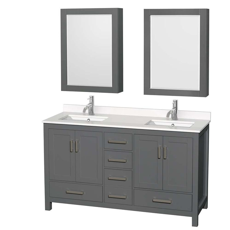 Sheffield 60 Inch Double Bathroom Vanity in Dark Gray - 98
