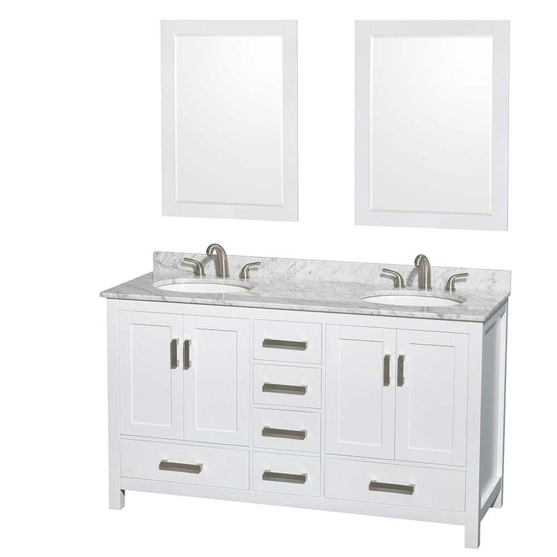 Sheffield 60 Inch Double Bathroom Vanity in White - 52