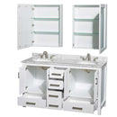 Sheffield 60 Inch Double Bathroom Vanity in White - 61