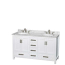 Sheffield 60 Inch Double Bathroom Vanity in White - 62