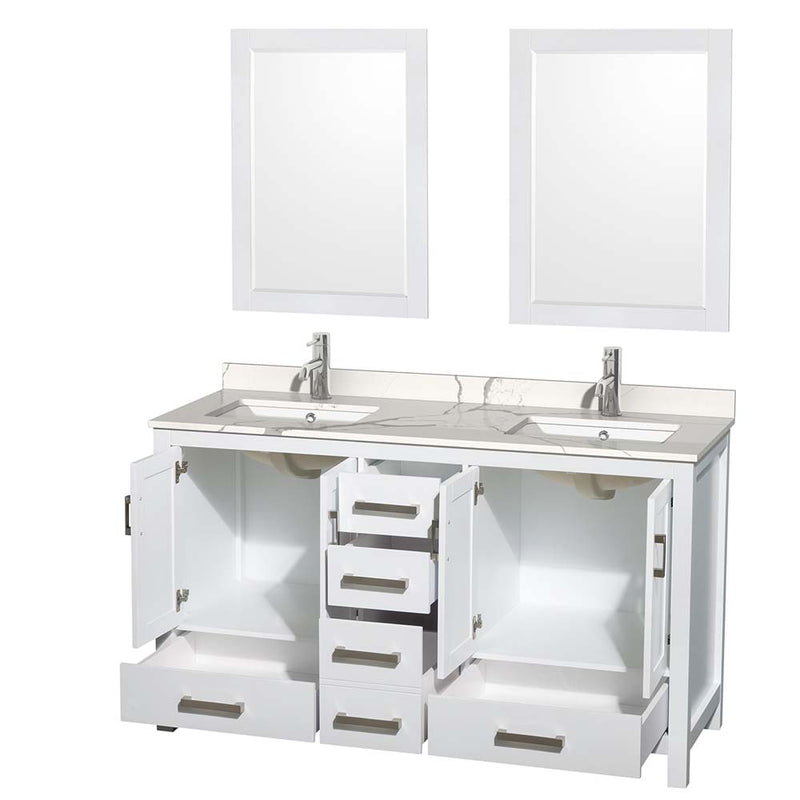 Sheffield 60 Inch Double Bathroom Vanity in White - 8