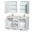 Sheffield 60 Inch Double Bathroom Vanity in White - 14