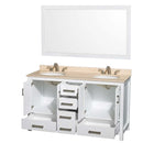 Sheffield 60 Inch Double Bathroom Vanity in White - 25