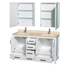 Sheffield 60 Inch Double Bathroom Vanity in White - 44