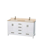 Sheffield 60 Inch Double Bathroom Vanity in White - 45