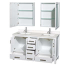 Sheffield 60 Inch Double Bathroom Vanity in White - 88