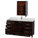 Sheffield 60 Inch Single Bathroom Vanity in Espresso - 34