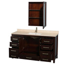 Sheffield 60 Inch Single Bathroom Vanity in Espresso - 12