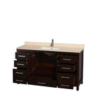 Sheffield 60 Inch Single Bathroom Vanity in Espresso - 5