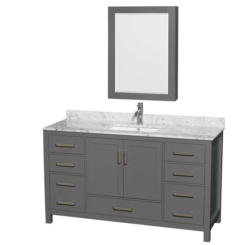Sheffield 60 Inch Single Bathroom Vanity in Dark Gray - 50