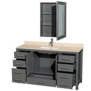 Sheffield 60 Inch Single Bathroom Vanity in Dark Gray - 25