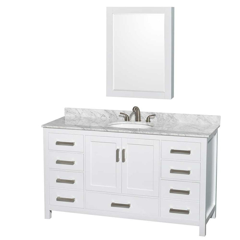 Sheffield 60 Inch Single Bathroom Vanity in White - 33