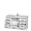 Sheffield 60 Inch Single Bathroom Vanity in White - 5