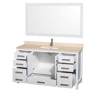Sheffield 60 Inch Single Bathroom Vanity in White - 17