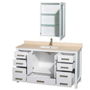 Sheffield 60 Inch Single Bathroom Vanity in White - 21