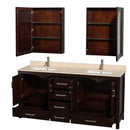 Sheffield 72 Inch Double Bathroom Vanity in Espresso - 32