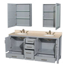 Sheffield 72 Inch Double Bathroom Vanity in Gray - 25