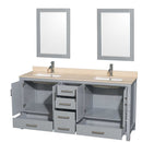 Sheffield 72 Inch Double Bathroom Vanity in Gray - 30