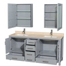 Sheffield 72 Inch Double Bathroom Vanity in Gray - 34