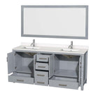 Sheffield 72 Inch Double Bathroom Vanity in Gray - 60