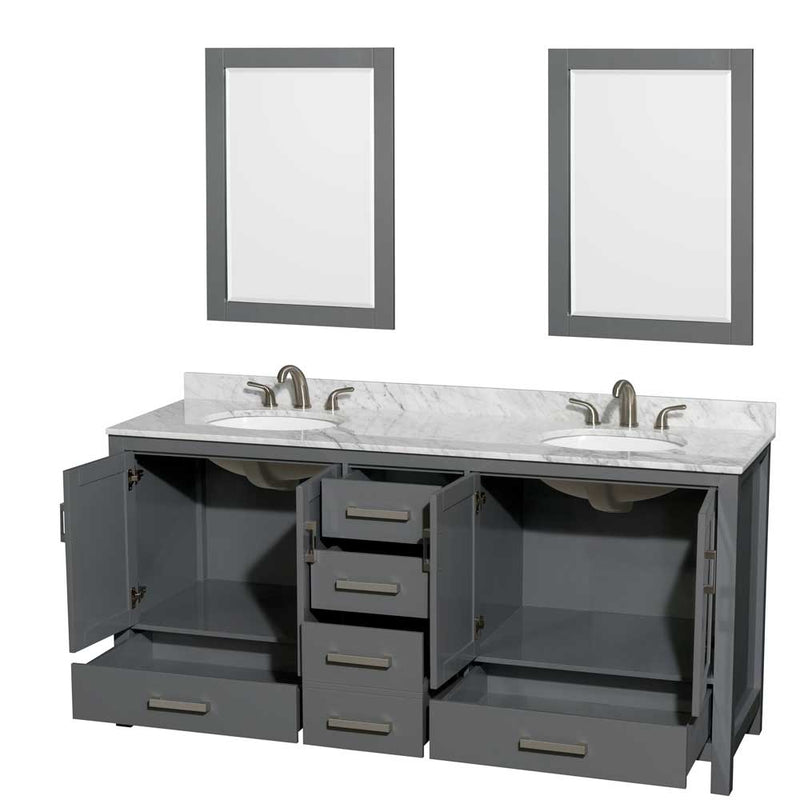 Sheffield 72 Inch Double Bathroom Vanity in Dark Gray - 60