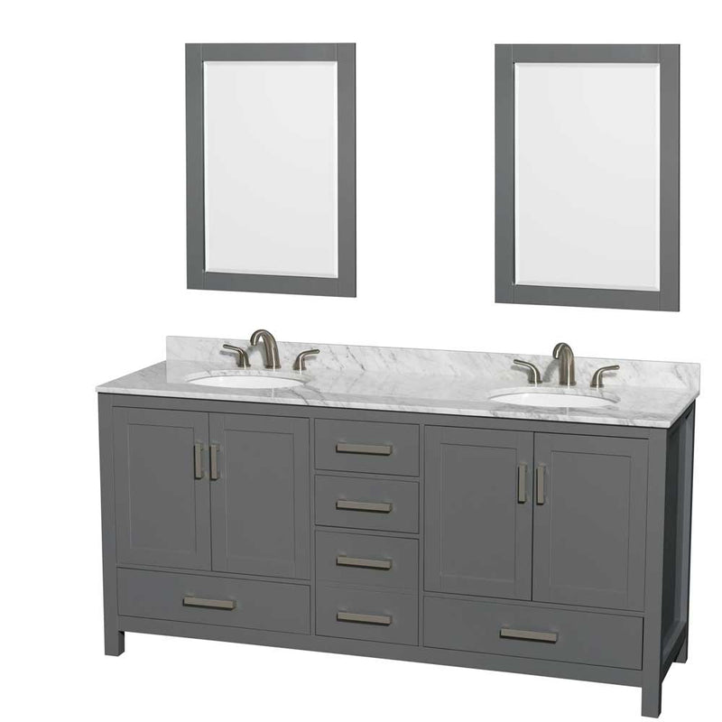 Sheffield 72 Inch Double Bathroom Vanity in Dark Gray - 59