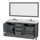 Sheffield 72 Inch Double Bathroom Vanity in Dark Gray - 64