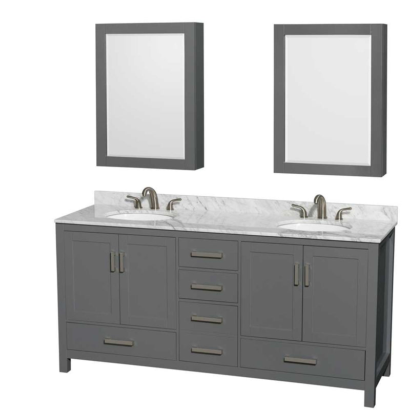 Sheffield 72 Inch Double Bathroom Vanity in Dark Gray - 67