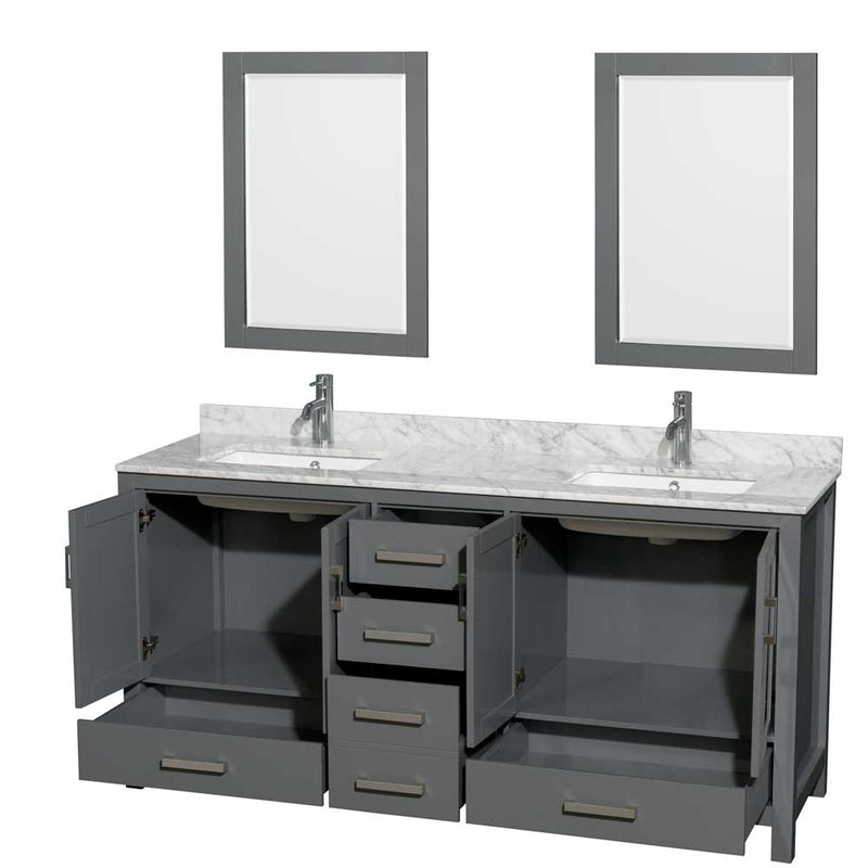 Sheffield 72 Inch Double Bathroom Vanity in Dark Gray - 77