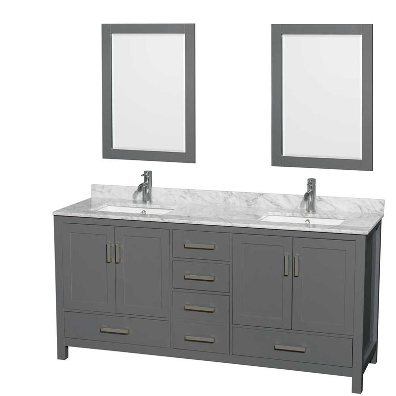 Sheffield 72 Inch Double Bathroom Vanity in Dark Gray - 76