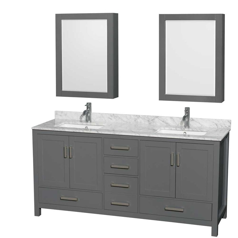 Sheffield 72 Inch Double Bathroom Vanity in Dark Gray - 84