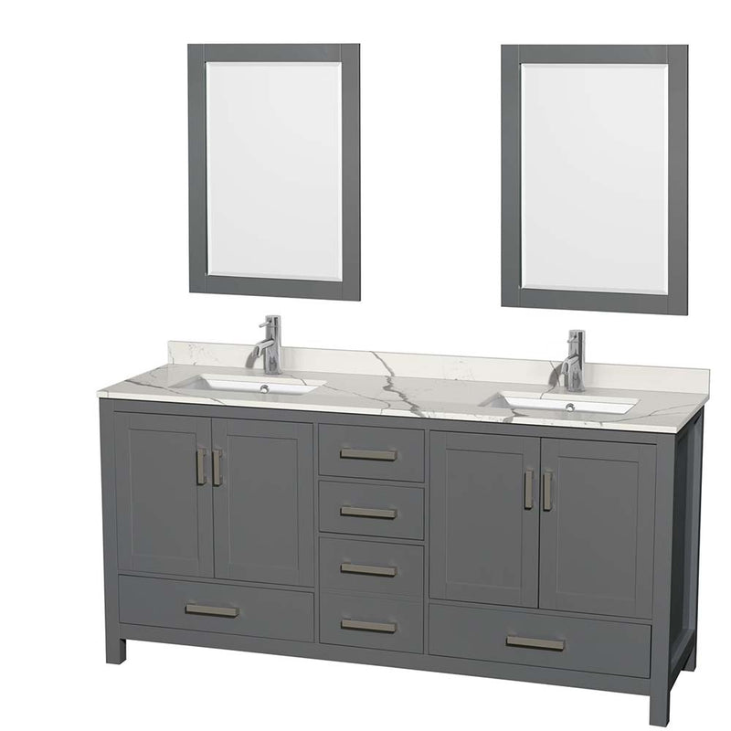 Sheffield 72 Inch Double Bathroom Vanity in Dark Gray - 12