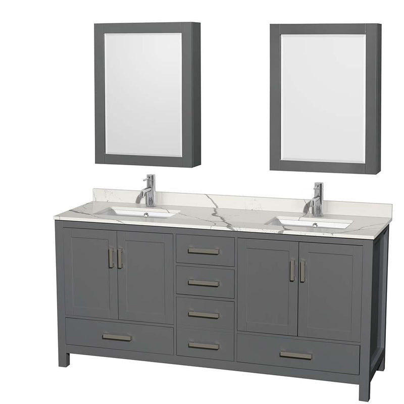 Sheffield 72 Inch Double Bathroom Vanity in Dark Gray - 18