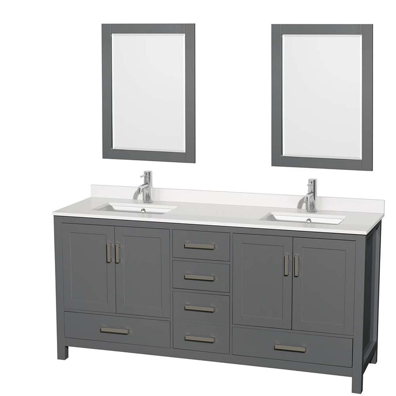 Sheffield 72 Inch Double Bathroom Vanity in Dark Gray - 92