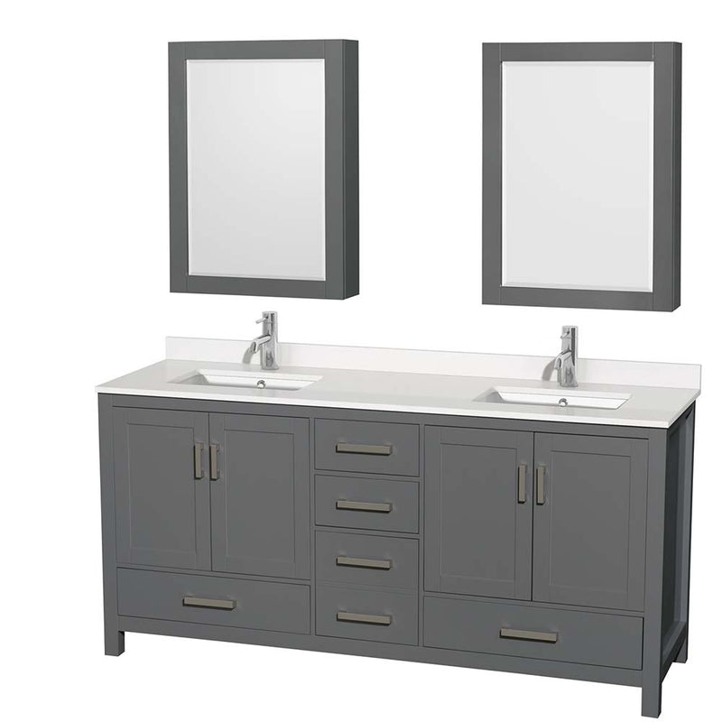 Sheffield 72 Inch Double Bathroom Vanity in Dark Gray - 98