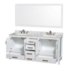 Sheffield 72 Inch Double Bathroom Vanity in White - 48