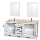 Sheffield 72 Inch Double Bathroom Vanity in White - 36