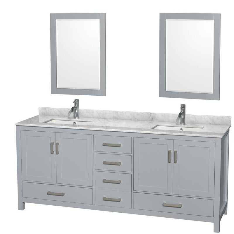 Sheffield 80 Inch Double Bathroom Vanity in Gray - 47