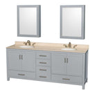Sheffield 80 Inch Double Bathroom Vanity in Gray - 24